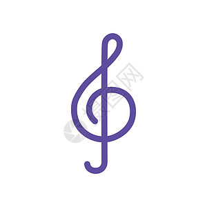 紫色音乐图标高音谱号矢量字形图标 音乐信号作品小提琴旋律交响乐床单歌曲钥匙喇叭插图低音设计图片