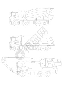 混凝土车建筑汽车设备的矢量草图集 矢量图设计图片