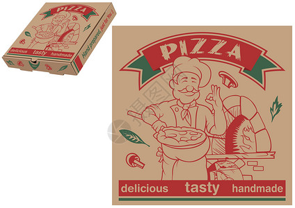 意大利博尔吉比萨厨师和烤炉纸博设计图片