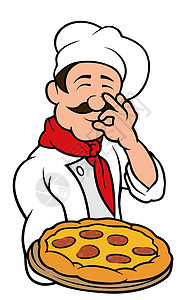 早餐店LOGO比萨厨师性格厨房美食家面包草图插图职业卡通片绘画吉祥物早餐设计图片