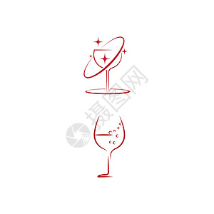 葡萄酒标志模板矢量符号瓶子假期餐厅食物标识标签杯子玻璃酒杯白色背景图片