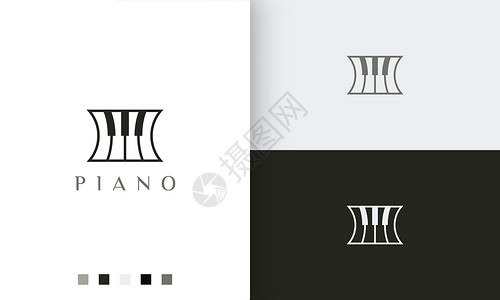 钢琴标志简单而现代的钢琴音乐家标志或 ico设计图片