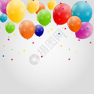束光筒它制作图案颜色有光泽的气球背景矢量狂欢节日反射娱乐标签边界飞行假期庆典惊喜设计图片