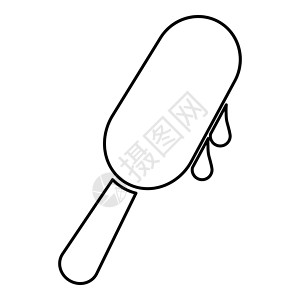 冰棍图标冰棒冰棍冰淇淋棒轮廓轮廓图标黑色矢量插图平面样式图像设计图片