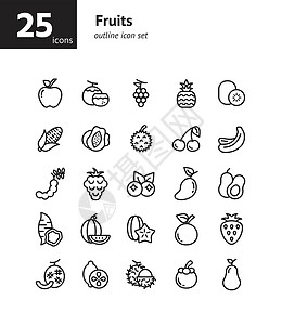 榴莲炖鸡水果大纲图标集设计图片