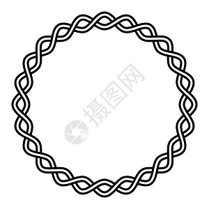 圆形框架编织电缆波浪相交线在小插图图案装饰装饰品背景图片