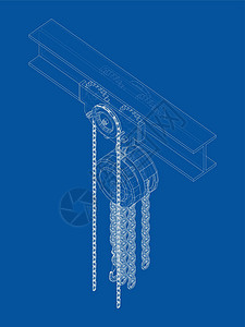 重负横梁上的起重机 韦克托机械工人工作建造工具力量字法草图滑轮光束设计图片
