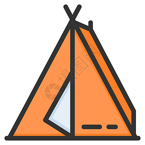 夏天旅行图标帐篷图标设计轮廓颜色样式设计图片