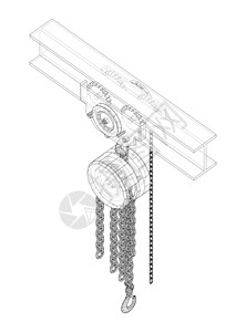 重负横梁上的起重机 韦克托工业重量蓝图工人力量货物工程滑轮乐器机械设计图片