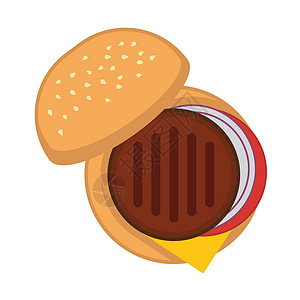 烧烤汉堡汉堡顶视图 平面图标矢量图设计图片