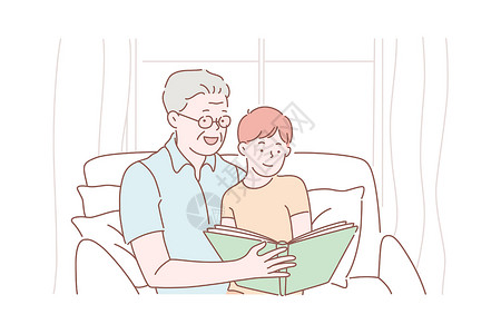 教父母玩手机祖父节祖父母童年概念设计图片