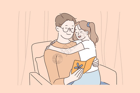 父亲节睡前故事幸福的父亲身份坚强的父女关系家庭的爱与温柔的概念设计图片