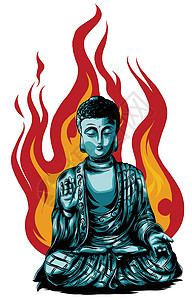 泰国佛头佛像手绘矢量图的佛孤立光环精神旅游咒语温泉宗教插图信仰眼睛艺术设计图片