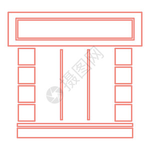 遮阳篷霓虹灯店面红色矢量插图平面样式图像设计图片