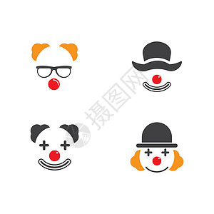 小丑扑克它制作小丑角色帽子标识戏服微笑喜剧俱乐部节日剧院插图鼻子设计图片