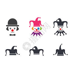 扑克图标平面设计中的小丑角色插画设计图片