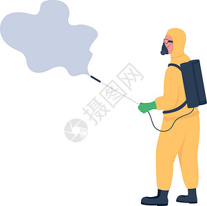 有毒有害物质具有防护均匀平面彩色矢量不露面特征的喷雾消毒器设计图片