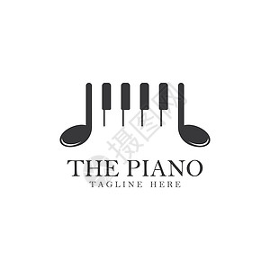钢琴图标钢琴徽标模板矢量图标它制作图案歌曲工作室音乐会钥匙乐队笔记插图旋律标识乐器设计图片