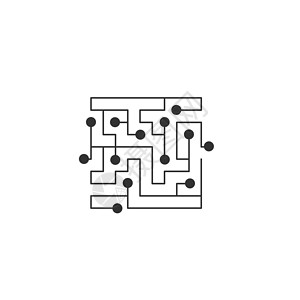 迷宫图标电路板图标 抽象方形 IT 迷宫 技术符号 计算机软件概念 动力元素 平面设计 矢量插图设计图片