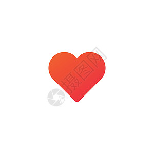 平面心形素材心爱图标红色心形符号情人节浪漫概念网站和移动简约平面设计 孤立在白色背景上的矢量插图设计图片