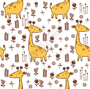 可爱的长颈鹿 创造性的斯堪的纳维亚儿童纹理 动物图案纺织品涂鸦包装打印婴儿墙纸热带苗圃孩子卡通片图片