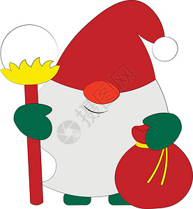 巨魔脚趾圣诞圣诞圣诞老人带麻袋 用颜色绘制插图设计图片