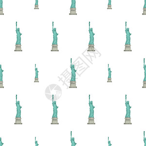 纽约自由女神像与自由女神像的无缝模式 无尽的背景 适用于明信片印刷包装纸和背景 向量爱国文化假期历史性插图建筑学城市打印地标女士设计图片