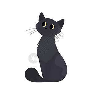 小眼睛猫悲伤的黑猫 适用于贴纸和明信片 孤立 向量毛皮动物耳朵休息胡须头发眼睛新生哺乳动物爪子设计图片