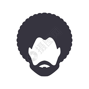岩石头黑人男子肖像与非洲卷发店和发型 白色背景上的徽标图标隔离头像设计图片