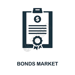 所有者债券市场图标 市场经济收藏中的单色标志 用于网页设计信息图表和 mor 的创意债券市场图标说明设计图片