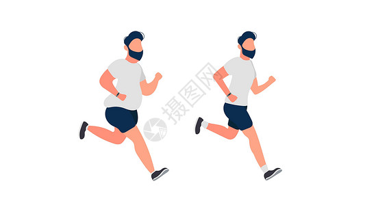 胖子和瘦子人在奔跑 奔跑的胖子 减肥的概念和健康的生活方式 孤立 韦克托设计图片