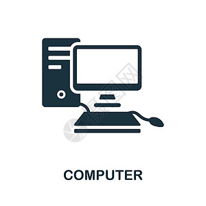 便携图标计算机图标 来自技术收藏的单色标志 用于网页设计信息图表和 mor 的创意计算机图标插图设计图片