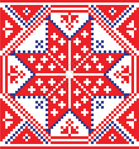 手工饰品素材白俄罗斯民族饰品无缝模式 它制作图案矢量打印艺术民间手工边界星星国家刺绣抛光纺织品设计图片