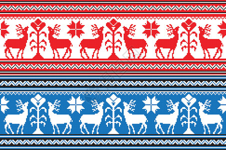 鹿图案一套不同颜色的民族节日装饰图案 它制作图案矢量设计图片