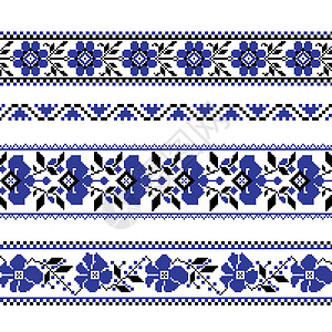 白俄罗斯国立大学组的民族装饰图案与十字绣 flowe边界抛光民间手工打印纺织品艺术国家刺绣星星设计图片