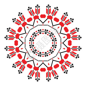 海拉多斯红色科罗拉多民族装饰曼陀罗几何图案艺术边界抛光针织民间圆圈星星国家打印刺绣设计图片
