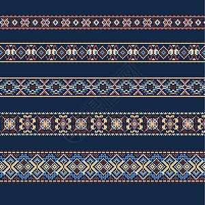 瓦萨维亚蓝色和棕色的民族装饰背景抛光民间横幅国家纺织品织物边界打印插图艺术设计图片
