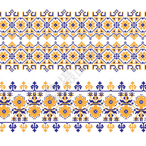 白俄罗斯组的民族装饰图案与十字绣 flowe民间打印手工抛光边界蓝色刺绣艺术国家星星设计图片