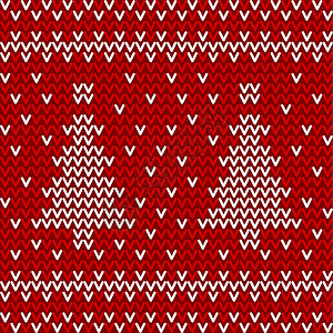 温暖马祖里语无缝红白针织背景毛衣假期衣服纺织品手工问候语套衫材料雪花织物设计图片