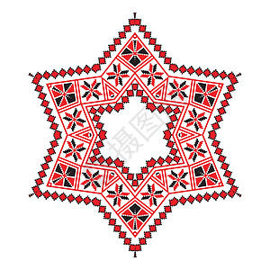 红色科罗拉多民族装饰曼陀罗几何图案星星假期打印纺织品国家民间边界刺绣针织艺术设计图片