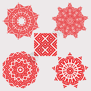 克拉科维亚在红色科洛设置民族装饰曼陀罗图案设计图片