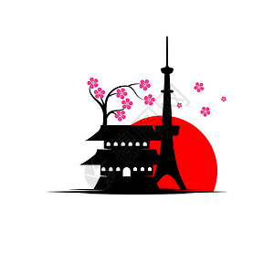 日本东京樱花日本矢量图标设计它制作图案设计图片