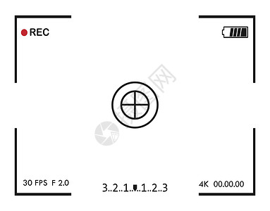 摄影作品素材摄像头框架视图屏幕 矢量插图 平面扫描作品镜片线条照片摄影监视录音机视频条纹设计图片