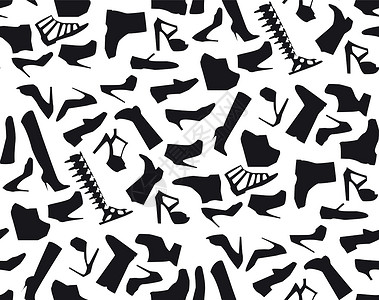 人造革不同的鞋子黑色图标 女鞋符号图设计图片