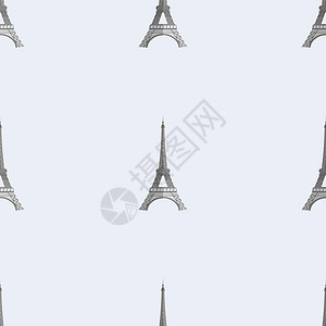 法国巴黎埃菲尔铁塔无缝模式与埃菲勒塔 适合背景 明信片和包装纸 矢量地标城市历史性国家纪念碑草图建筑学旅行文化艺术设计图片
