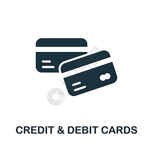 信用卡包信用卡借记卡图标 来自银行业务集合的单色符号 用于网页设计信息图表和 mor 的创意信用卡借记卡图标插图设计图片