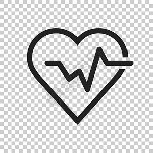 心跳线与扁平风格的心形图标 隔离透明背景上的心跳图 心律概念心电图医生技术脉冲专家药品曲线医院监视器疾病设计图片