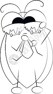 哭泣大叔元素可爱的卡通漫画撕裂的蟑螂 用黑白图画设计图片