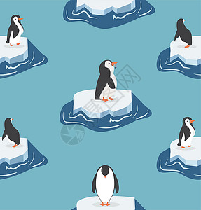 南长街以冰山模式的可爱企鹅设计图片