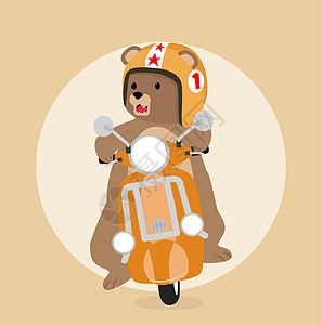 小型动物大熊骑摩托车设计图片